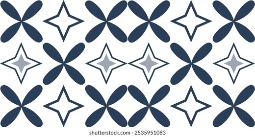 Abstract classic ceramic or tile seamless pattern. Vintage pattern vector illustration. Blue and white pattern