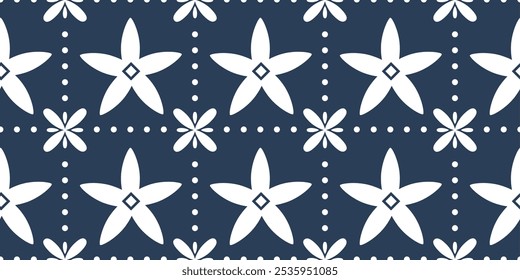 Abstrakte klassische Keramik oder Fliese nahtlose Muster. Vektorgrafik mit Vintage-Muster. Blau-weißes Muster