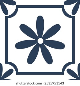 Abstractas patrón clásico de cerámica o azulejo sin fisuras. Ilustración vectorial de patrón de Antiguas. Patrón azul y blanco