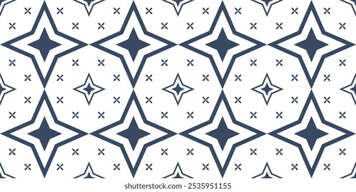 Abstract classic ceramic or tile seamless pattern. Vintage pattern vector illustration. Blue and white pattern
