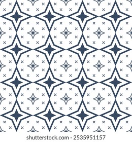 Abstractas patrón clásico de cerámica o azulejo sin fisuras. Ilustración vectorial de patrón de Antiguas. Patrón azul y blanco