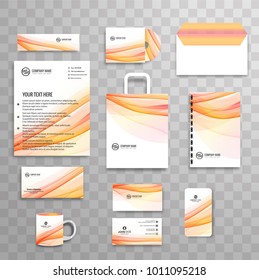 Abstract classic corporate identity business stationery template set with wave