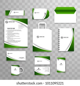 Abstract classic corporate identity business stationery template set with wave