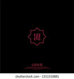 abstract classic geometric octagonal BZ logo letters design concept in shadow shape