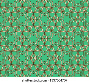 Abstract classic golden pattern. Golden ornament in Arabian style. Geometric background. Pattern wallpapers and for backgrounds. A popular trend in interior decoration. . Luxury  vector pattern.   