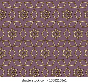 Abstract classic golden pattern. Golden ornament in Arabian style. Vector illustration, 