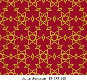 Abstract classic golden pattern. Golden ornament in Arabian style. Geometric background. Pattern wallpapers and for backgrounds. A popular trend in interior decoration.  Luxury vector pattern.   