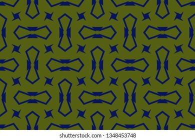 Abstract classic golden pattern. Golden ornament in Arabian style. Geometric background. Pattern wallpapers and for backgrounds. blue color, blue lines.  Luxury vector pattern.  
