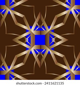 
Abstract classic golden pattern. Seamless colorful geometric casual allover textile print block 
