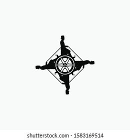 abstract classic human on  wheel artistic hipster logo icon sign. Vector illustration