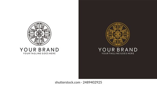 Un logotipo clásico abstracto que tiene Elementos gráficos vegetales que dan la impresión de limpieza, sencillez y elegancia