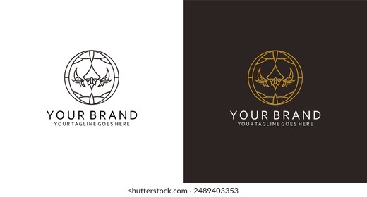 Un logotipo clásico abstracto que tiene Elementos gráficos vegetales que dan la impresión de limpieza, sencillez y elegancia