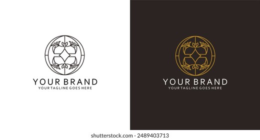 Un logotipo clásico abstracto que tiene Elementos gráficos vegetales que dan la impresión de limpieza, sencillez y elegancia