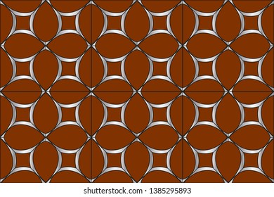 Abstract classic silver pattern. ornament in Arabian style. Vector illustration, Silver pattern on a brown background