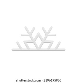 Resumen clásico copo de nieve mitad decorativo árbol de Navidad ornamental juguete 3d diseño realista ilustración vectorial. Brillante cuerno de cola blanca de hada de misterio Xmas símbolo animal minimalista trendy blanco