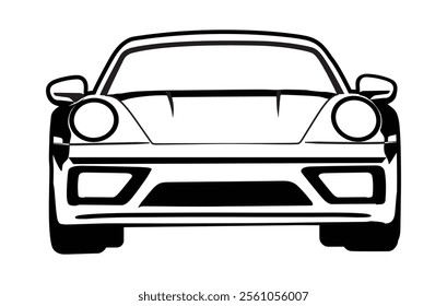 Abstract Classic vintage sports car silhouette vector 
illustration in black and white drawing style on a 
white background,coloring book.