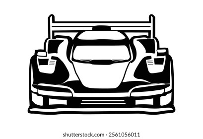 Abstract Classic vintage sports car silhouette vector 
illustration in black and white drawing style on a 
white background,coloring book.