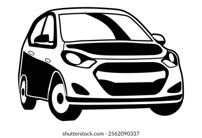 Abstract Classic vintage sports car silhouette vector 
illustration in black and white drawing style on a 
white background,coloring book.