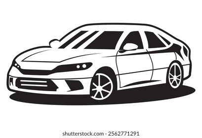 Abstract Classic vintage sports car silhouette vector 
illustration in black and white drawing style on a 
white background,coloring book.