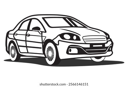 Abstract Classic vintage sports car silhouette vector 
illustration in black and white drawing style on a 
white background,coloring book.