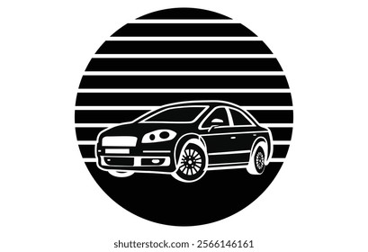 Abstract Classic vintage sports car silhouette vector 
illustration in black and white drawing style on a 
white background,coloring book.