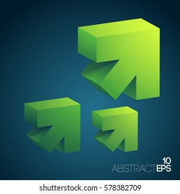 Abstract clean concept with green light 3d arrows for web design isolated vector illustration