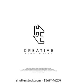 abstraktes, sauberes und modernes CE-Logo-Design