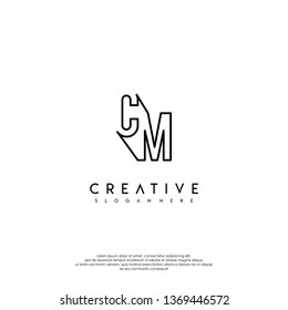 abstract clean modern lines CM logo letter design concept