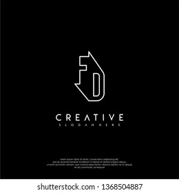 abstract clean modern lines FD logo letter design concept