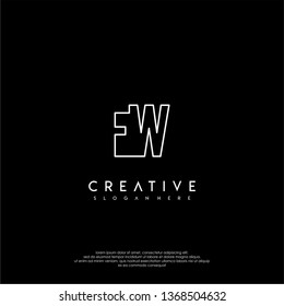 abstract clean modern lines FW logo letter design concept