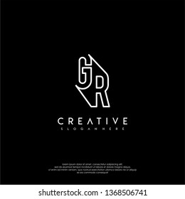 abstract clean modern lines GR logo letter design concept