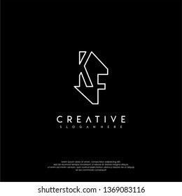 abstract clean modern lines KF logo letter design concept