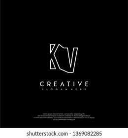 abstract clean modern lines KV logo letter design concept