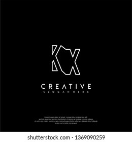 abstract clean modern lines KX logo letter design concept