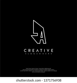 abstract clean modern lines LA logo letter design concept