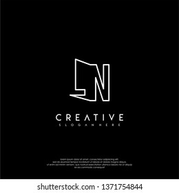abstract clean modern lines LN logo letter design concept