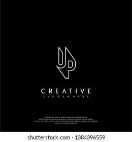 abstract clean modern lines UP logo letter design concept