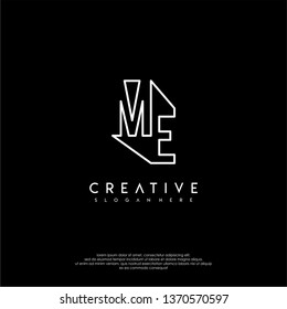 abstract clean modern lines ME logo letter design concept