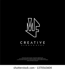 abstract clean modern lines MF logo letter design concept