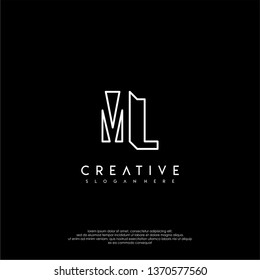 abstract clean modern lines ML logo letter design concept