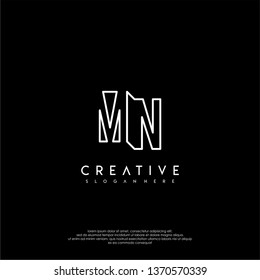 abstract clean modern lines MN logo letter design concept
