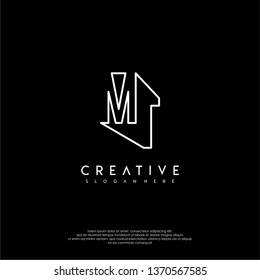 abstract clean modern lines MT logo letter design concept