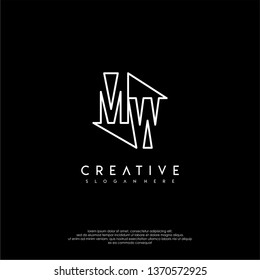 abstract clean modern lines MW logo letter design concept