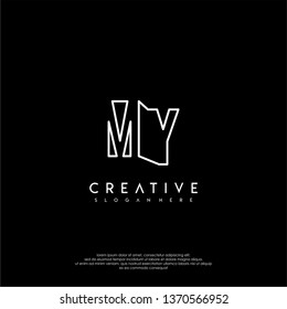 abstract clean modern lines MY logo letter design concept