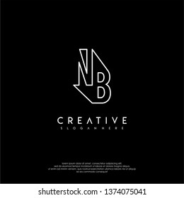 abstract clean modern lines NB logo letter design concept