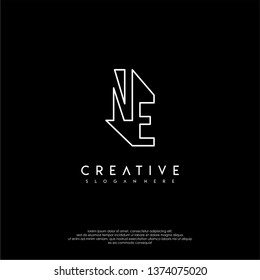 abstract clean modern lines NE logo letter design concept