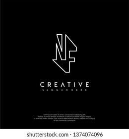 abstract clean modern lines NF logo letter design concept