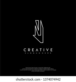 abstract clean modern lines NI logo letter design concept