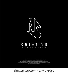 abstract clean modern lines NS logo letter design concept