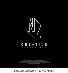 abstract clean modern lines NZ logo letter design concept